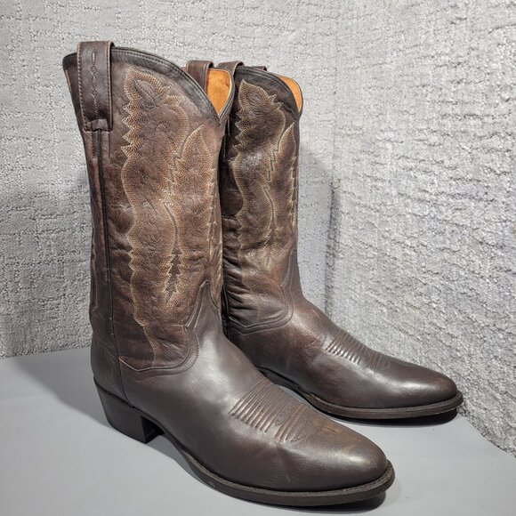 Dan Post Earp Mens Size US 10 Creed Brown Leather Western Pull On Cowboy Boots - Picture 5 of 12